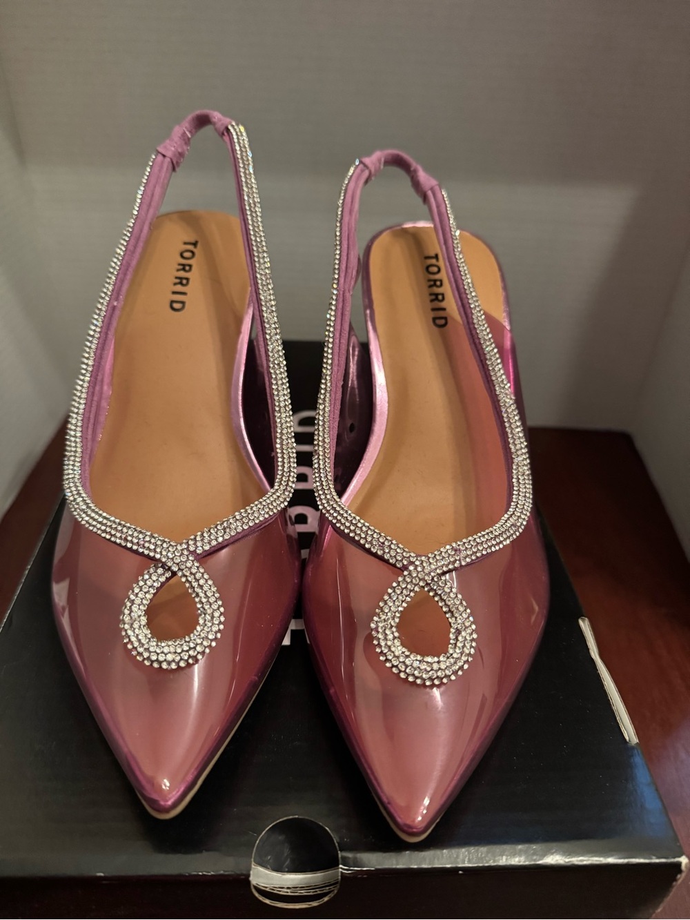 Torrid Pink Rhinestone Embellished Slingback Heels – Size 9WW